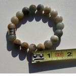 Jade MultiColor Jade Gray Cream Brown Stone Round Bead Bracelet Size 6.5 Green Photo 10