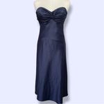 Dessy Collection Navy Blue Satin Bridesmaid Wedding Guest Dress Size 4 Photo 1