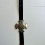 Angel Ranch Leather Silver and Black Cross Design Belt Photo 2