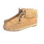 Joie  Genevieve Fringe Suede Espadrille Moccasins Ankle Boots 37.5 Boho Southwest Photo 4