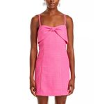 AQUA  NWT Bloomingdale's Pink Textured Bow Front Sweetheart Mini Dress Small Photo 1