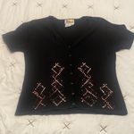 R & K Vintage  black short sleeve button up sweater Size 8 Photo 0