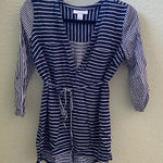 Motherhood Maternity Navy blue striped maternity blouse Photo 0