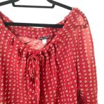 CARLY HARRIS NEW ZEALAND Semi‎ Sheer Off Shoulder Tunic Red Size M Photo 2