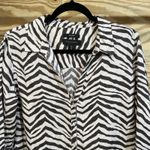 Tahari Animal Print Zebra Stripe Linen Tunic Top Size XL Brown Mob Wife Beachy Photo 2