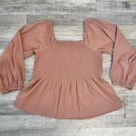Madewell  Lucie smocked peplum long sleeve top pink square neck size 14 I48 Photo 8