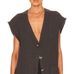 Free People Oakleigh Oversized Boyfriend Sweater Vest Charcoal Small Photo 0
