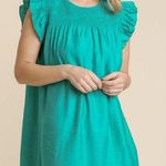 Umgee  + Teal Smocked Flutter Sleeve Dress Photo 0