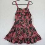 For Love & Lemons For‎ Love & Lemons Floral Pink Mini Dress Women's Medium Tiered Lace Trim Photo 0