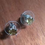 Peridot Color Simulated Diamond Sterling Silver Stud Earrings Photo 6