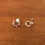 Ramla Rose Gold Crystal Pearl Flower Stud Earrings Dainty Butterfly Design NWOT Photo 2