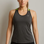 Nike Women's Charcoal and Neon Yellow Tank Top Photo 0
