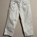 ZARA The Grunge Pant Jeans White Loose Barrel Raw Hem White- Size 26 (4) Photo 0
