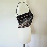 Vintage 90s Sequin Stripe Stretch Club Whimsigoth Festival Crop Top Size 9/10 Pink Photo 3