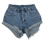 Somedays Lovin Some Days Lovin - Raw Hem Turn Up Denim Shorts with Cross Belt Loop Detail Photo 0