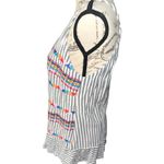 THML Savanna Jane Gray Striped Top with Multicolor Embroidered Geometric Accents Photo 3