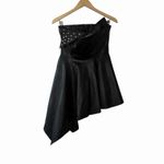 VTG Italian Leather Strapless Studded Cocktail Dress Black Asym Hem 42 80s Glam Size 6 Photo 10