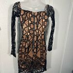 Bardot  Zendaya Mini Lace Long Sleeve Low V Neck Dress In Black Size 2 NWT Photo 5