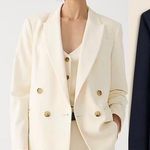 J.Crew Relaxed Double Breasted Blazer Jacket City Twill Viscose Navy US 2 NWT Photo 1