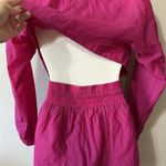 Athleta  x Alicia Keys Sz 0 Hot Pink Nylon Utility Jumpsuit Open Back Long Sleeve Photo 8