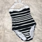Ralph Lauren  Black White Striped Halter Swimsuit Photo 2