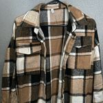 Brown Multicolored Plaid Shacket Size Medium Photo 5