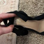 ZARA Black Crochet Wedge Espadrilles Heels Photo 5