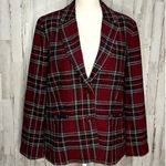 Chadwick's NEW  Women's Plaid Wool Blazer Red‎ Size 12P Mid-Length Jacket Photo 0