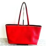 Valentino Garavani Trapeze Rockstud Shoulder Tote Red Grained Calfskin Leather Photo 4