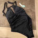 Beautikini Tummy Control One Piece Retro Bathing Suits V Neck Halter Ruched Photo 5