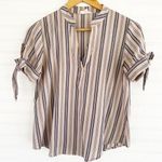 Striped Puff sleeves dressy top Size Small by MINE Pink Photo 0