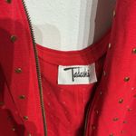 Tadashi  Red Studded Front Zip Vintage Mini Bodycon Dress Sz M Photo 6