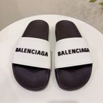 Balenciaga Women's Black and White Logo Pool Slide Sandal Size 37 NIB Photo 1