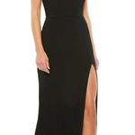 Mac Duggal New Black Plunge Neck High Slit Sleeveless Gown Size 0 Photo 0