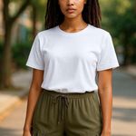 American Eagle Outfitters Women’s Viscose Drawstring Ruffled Shorts Green M Photo 0