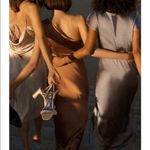 Sachin + Babi NWT Winter Slip Dress in Gold Size 8 Satin Tie Back Photo 14