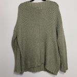 easel Green Loose Knit Detailed Neck Sweater Photo 6