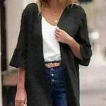 Amaryllis Black Swiss Dot Ruffle 3/4 Sleeve Sheer Open Flowy Cardigan Size M/L Size L Photo 0