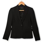 Theory  Virgin Wool Stretch One Button Blazer Jacket Women's 0 Black Photo 0