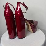 Kori  Burgundy Patent Platform Heels Block Heel Ankle Strap Size 8.5(B80) Photo 4