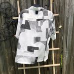 ZARA  Black/White Abstract Print Short Sleeve Shirt L Photo 5