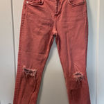 Pilcro and the Letterpress Anthropologie  High-Rise Slim Pink Distressed Straight Photo 0