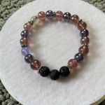 Fun handmade stretchy bracelet with pink and purple beads diffuser lava rocks Photo 3
