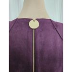 Calvin Klein Aubergine Faux Suede Sheath Dress Cap Sleeves Coin Zipper Sz 4 Photo 5