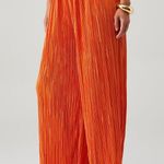 SABINA MUSAYEV Ross Plisse Pleated Wide Leg Pants Orange Womens Size Small Photo 3