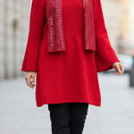 Style & Co Red Tunic Sweater with Scarf Photo 0