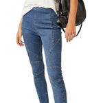 Free People WE THE FREE Bella Moto Mid Rise Skinny Jeans Size 25 Anke Zip Bikercore Blue New Photo 0