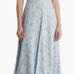 August Sky Blue Floral Off the Shoulder Midi Dress Photo 0