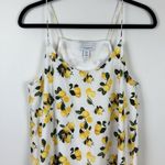 Carolina belle Lemon Print Sheath Slip Dress Women’s Size 10 White Yellow Photo 2