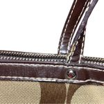 Coach Signature Stripe Tote Brown + Tan with Patent Leather Handles and Zip Top Photo 10